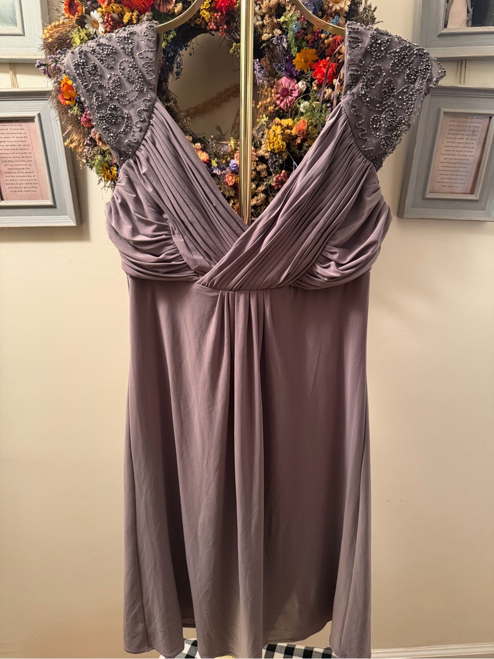 Signature Lavender Mauve Beaded Cap Sleeve Chemise